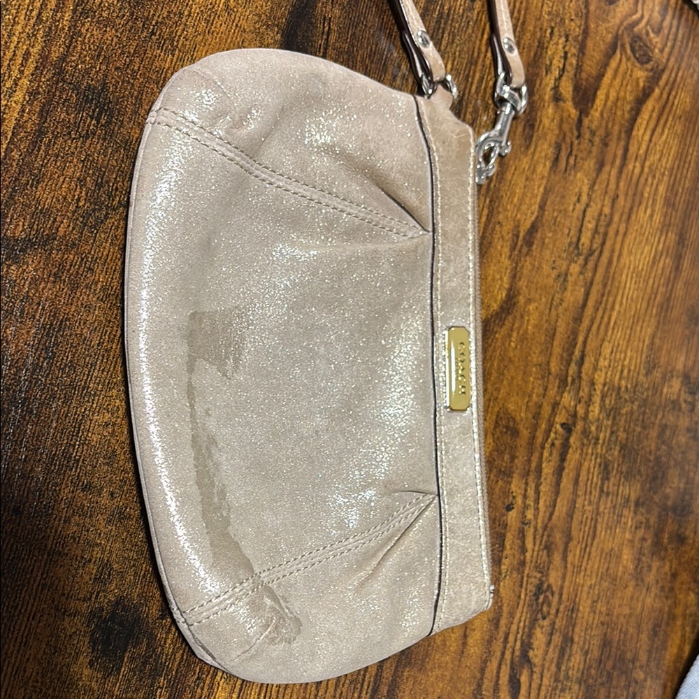 Coach metallic gold wristlet wallet clutch U1